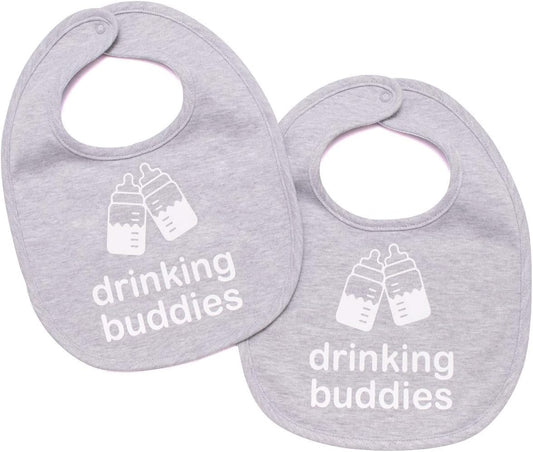 Drinking Buddies Bibs - Twins Baby Bibs for Boys and Girls