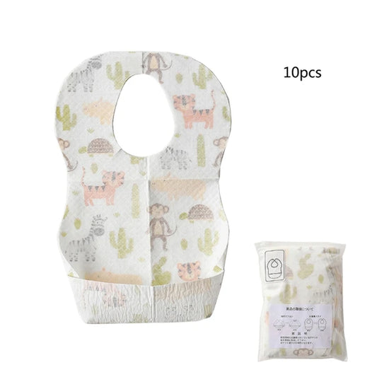 10/20Pcs/Lot Sterile Disposable Bib Children Baby Waterproof Eat Bibs with Pocket Baby Kid Scarf Bib Saliva Towel Bib Convenient